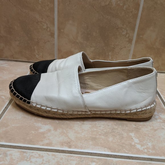 Sam Edelman Krissy Espadrille White and Black Capped Toe Slip Size 8 Loafer - Picture 8 of 10